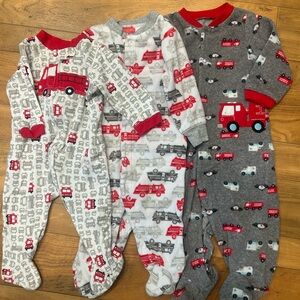 Carter's Red and Gray Fire Truck Footies